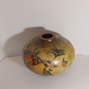 Art Pottery Hand Painted Ceramic Floral Fruit Design Vase